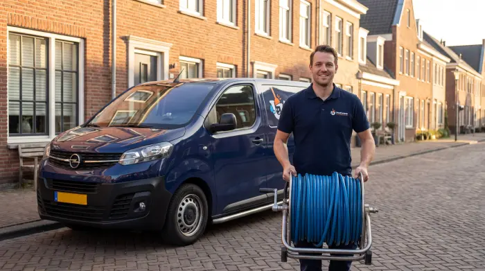 Van Dijk monteur onderweg met materieel naast de servicebus